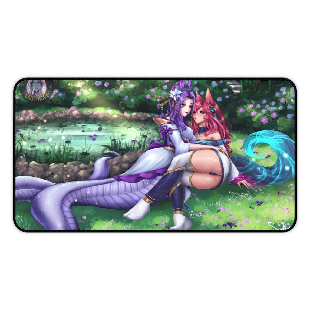 League Of Legends Cassiopeia And Ahri Sexy Mousepad - Large XXL Gaming Desk Mat - Lol Desk Pad