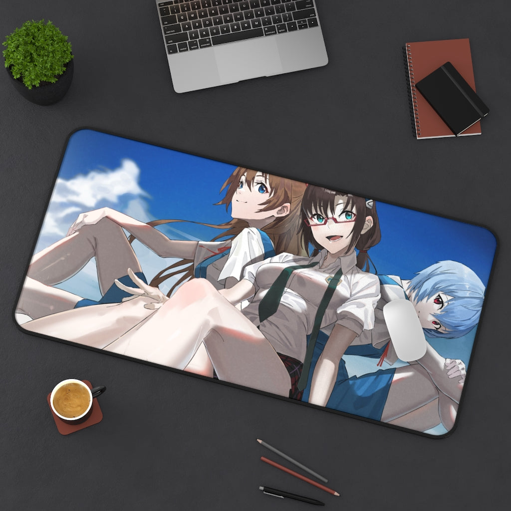 Evangelion Asuka Rei Mari Seifuku Desk Mat - Non Slip Mousepad