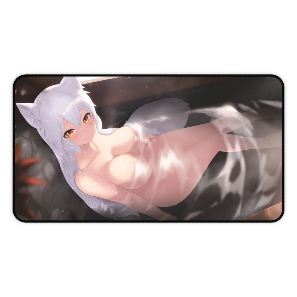 Onsen Nude Arctic Fox Kemono Friends Desk Mat - Non Slip Mousepad