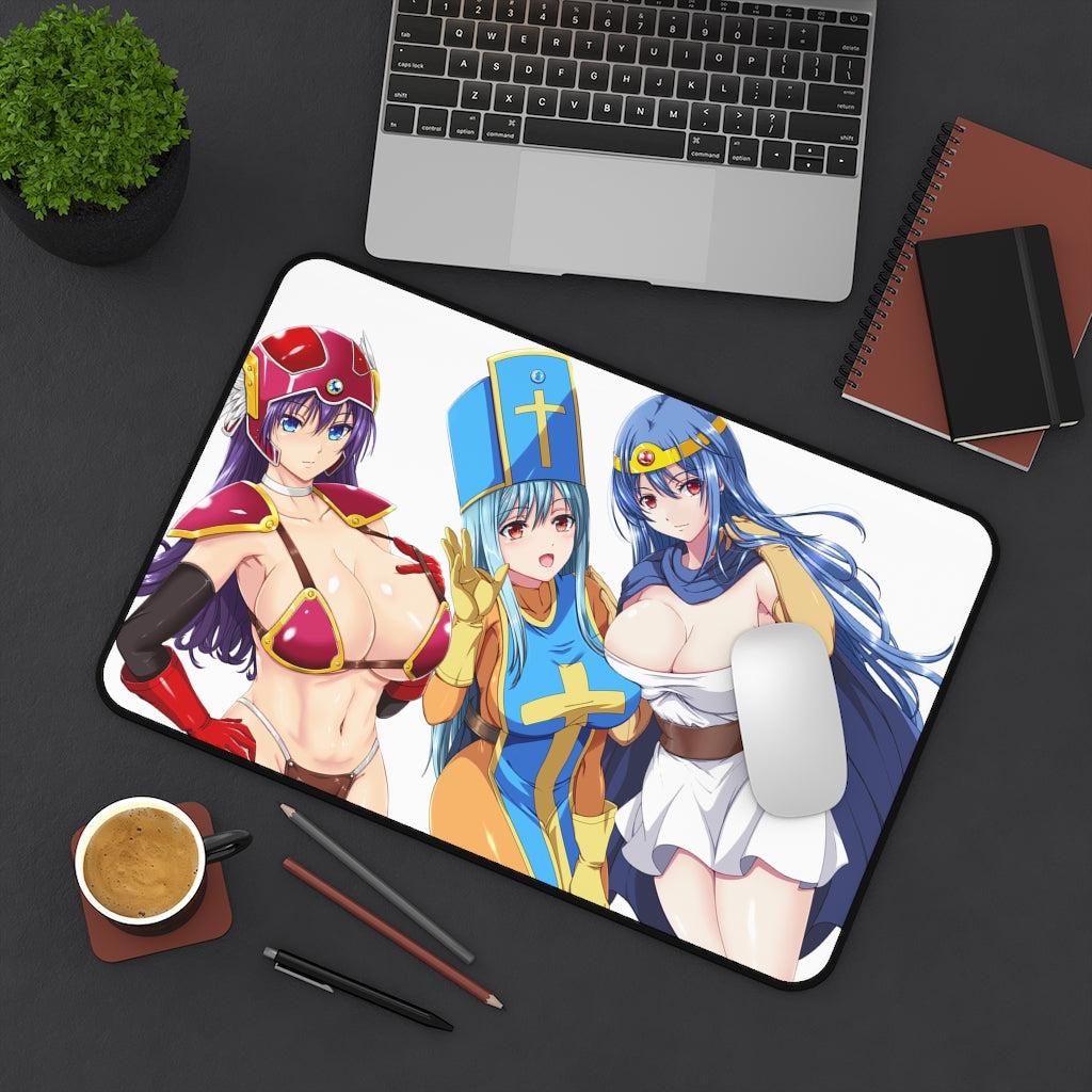 Dragon Quest Sexy Mousepad - Hot Priest, Sage And Soldier Gaming Desk Mat - Ecchi RPG Playmat