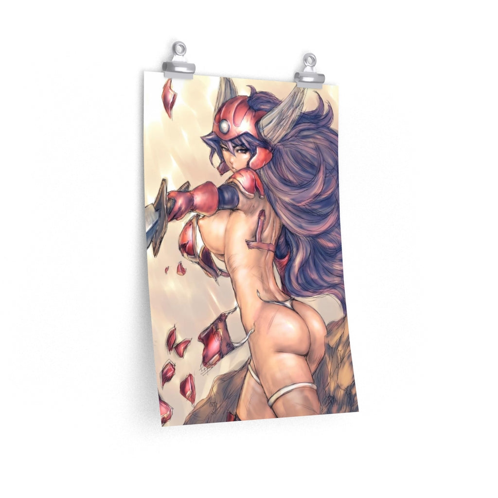 Female Soldier Dragon Quest Poster - Lewd Premium Matte Vertical Poster - Adult Wall Art