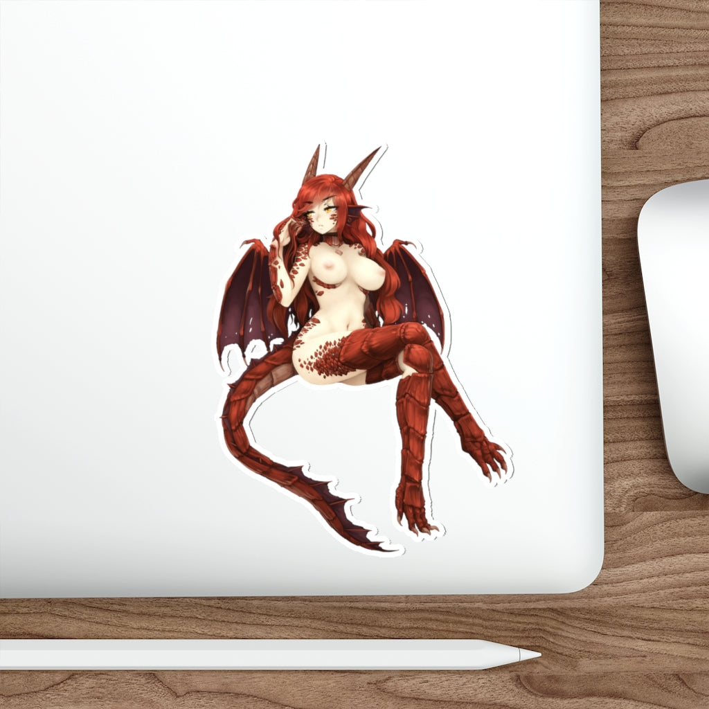 Dungeons and Dragons Nude Female Anthro Red Dragon Waterproof Sticker -  Ecchi Vinyl Decal