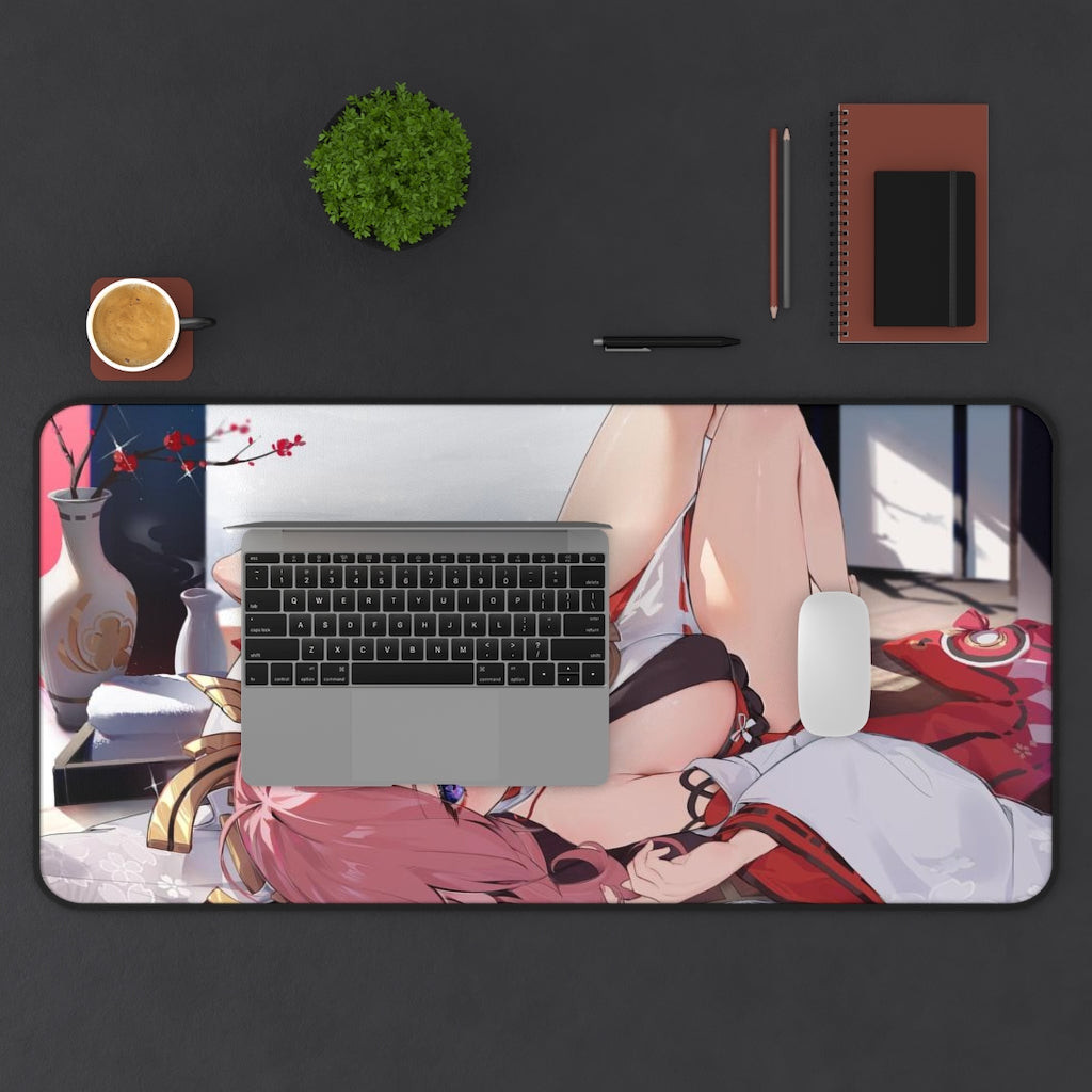 Genshin Impact Sexy Mousepad - Yae Miko Gaming Desk Mat - Ecchi Playmat