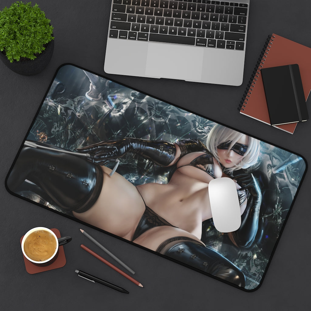 2B Leather Bikini Desk Mat - Big Ecchi Gaming Mousepad - Nier Automata Playmat