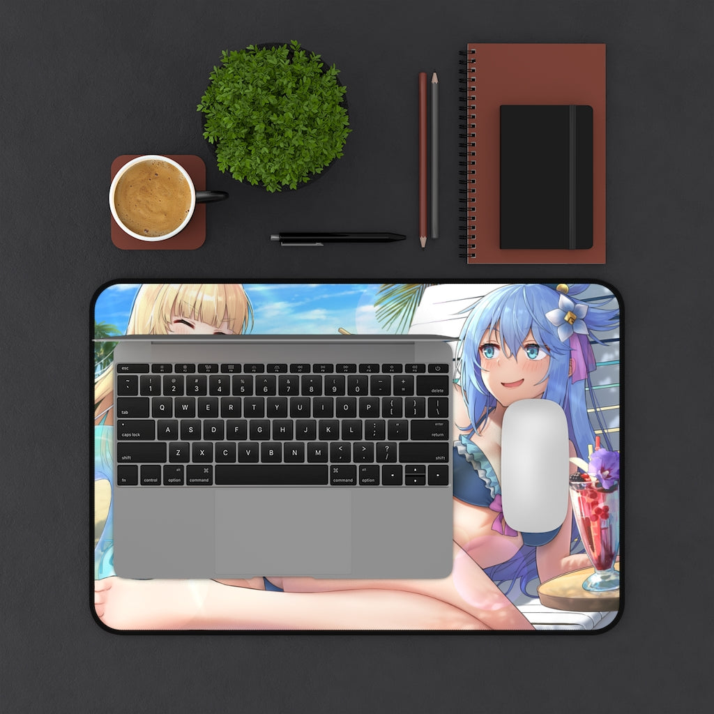 Konosuba Aqua And Friends Sexy Mousepad - Beach Time Desk Mat - Ecchi Playmat