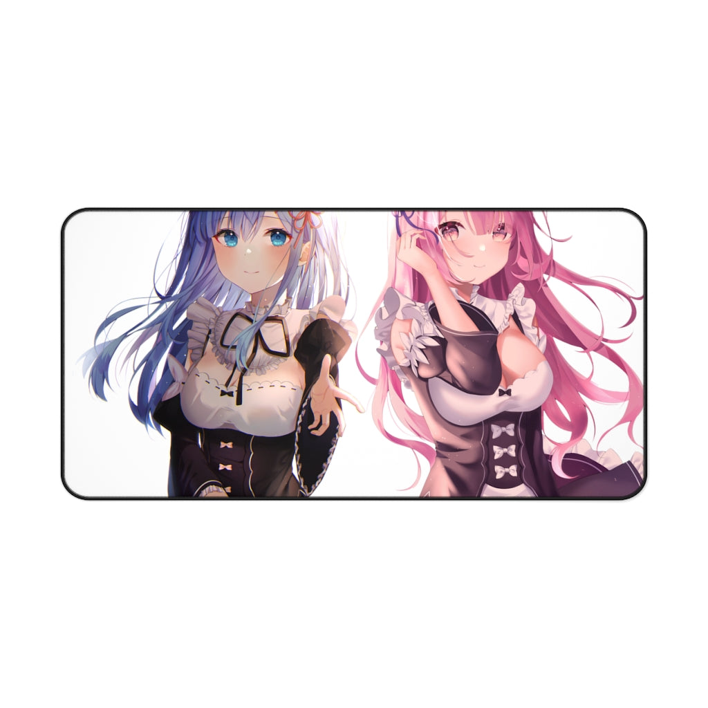 Re Zero Mousepad - Kawaii Rem And Ram Desk Mat - Anime Playmat