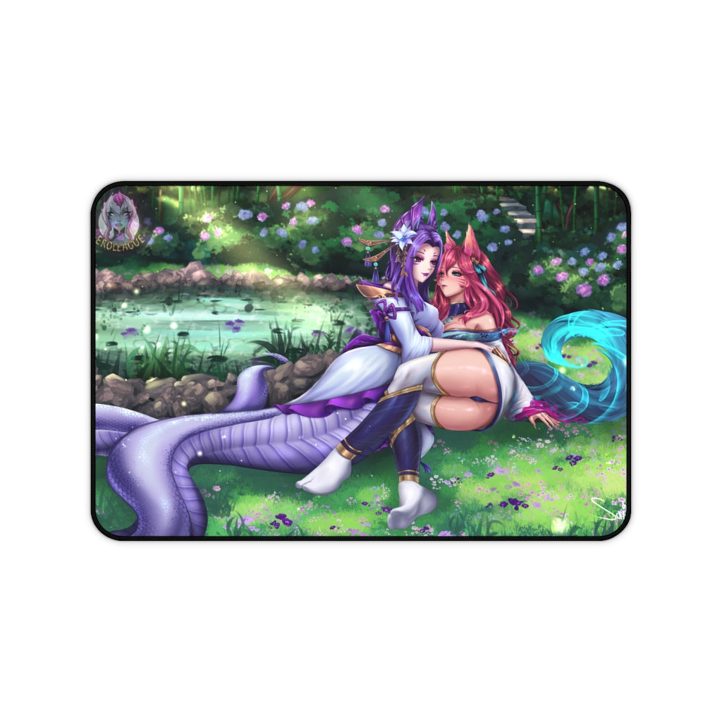 League Of Legends Cassiopeia And Ahri Sexy Mousepad - Large XXL Gaming Desk Mat - Lol Desk Pad