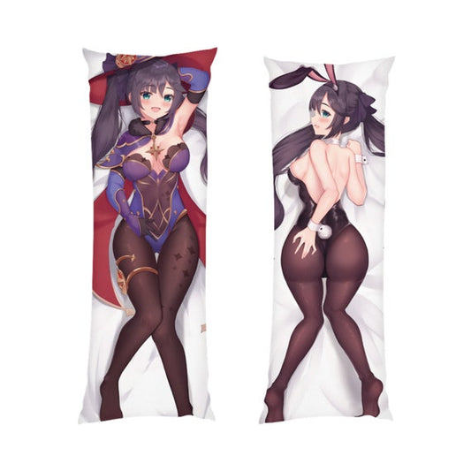 Genshin Impact Body Pillow - Dakimakura Mona Sorceress And Bunny Girl - Ecchi Anime Body Pillow - Waifu Pillow