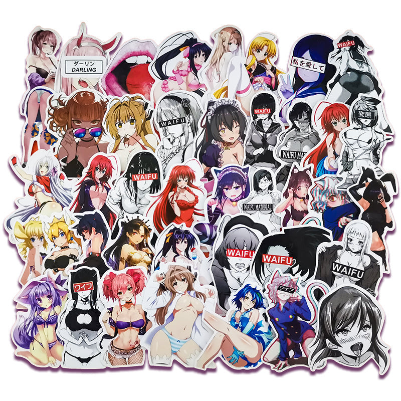 100pcs anime girls Decal Stickers | Hot Waifu stickers Decal Stickers | For  suitcase laptop Car Truck Waterproof Car stickers