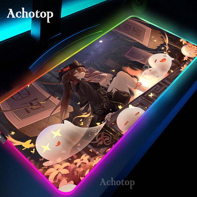 Genshin Impact Sexy RGB Mousepad for Gaming | Sexy Girl Mousepad RGB |  Large Kawaii Cute Mouse Mat for Gamers.