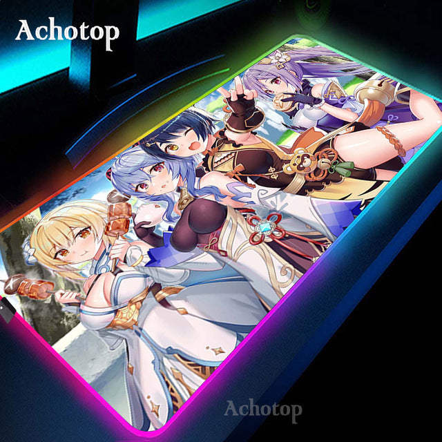 Genshin Impact Sexy RGB Mousepad for Gaming | Sexy Girl Mousepad RGB |  Large Kawaii Cute Mouse Mat for Gamers.