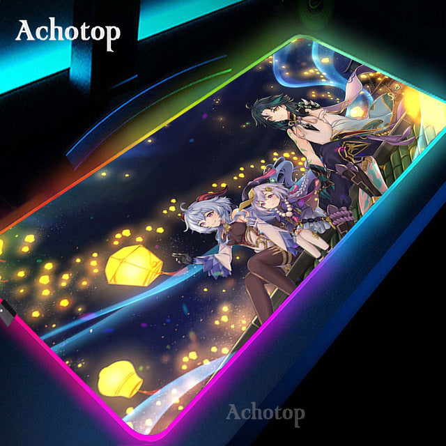 Genshin Impact Sexy RGB Mousepad for Gaming | Sexy Girl Mousepad RGB |  Large Kawaii Cute Mouse Mat for Gamers.