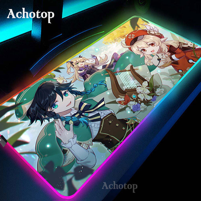 Genshin Impact RGB Gaming Mouse Pad PC Gamer Computer Mousepad Large Sexy Anime Girl Game Rubber Mouse Mat Laptop Pad Mouse Mat