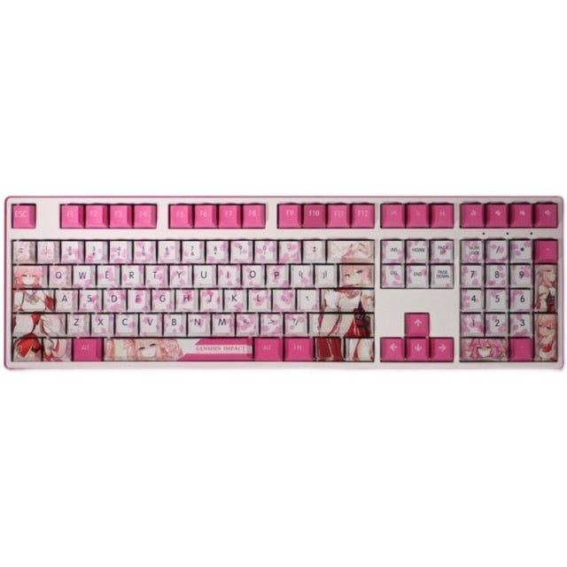 Genshin Impact 108 Key caps - Cherry Blossoms Yae Miko Keyboard Pink PBT Keycaps - For 61/87/104/108 Key Keyboard