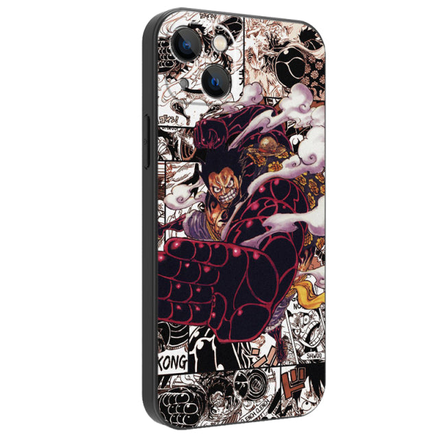 One Piece Phone Cases -  For iPhone ( 6 , 7 , 8 , X , 11 , 12 , 13 ) - One Piece Anime Soft Silicon Black Cover