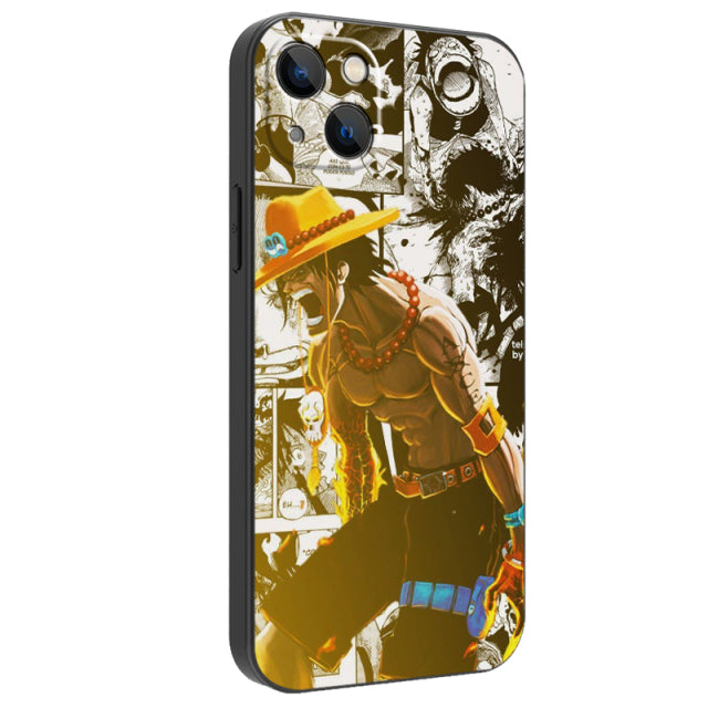 One Piece Phone Cases -  For iPhone ( 6 , 7 , 8 , X , 11 , 12 , 13 ) - One Piece Anime Soft Silicon Black Cover