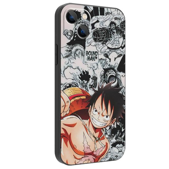 One Piece Phone Cases -  For iPhone ( 6 , 7 , 8 , X , 11 , 12 , 13 ) - One Piece Anime Soft Silicon Black Cover