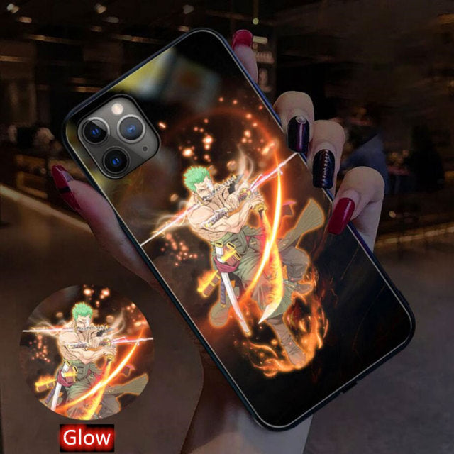 One Piece LED Light iPhone Case - For iPhone 13/12/11/X/8/7 - LED Flash Tempered Case