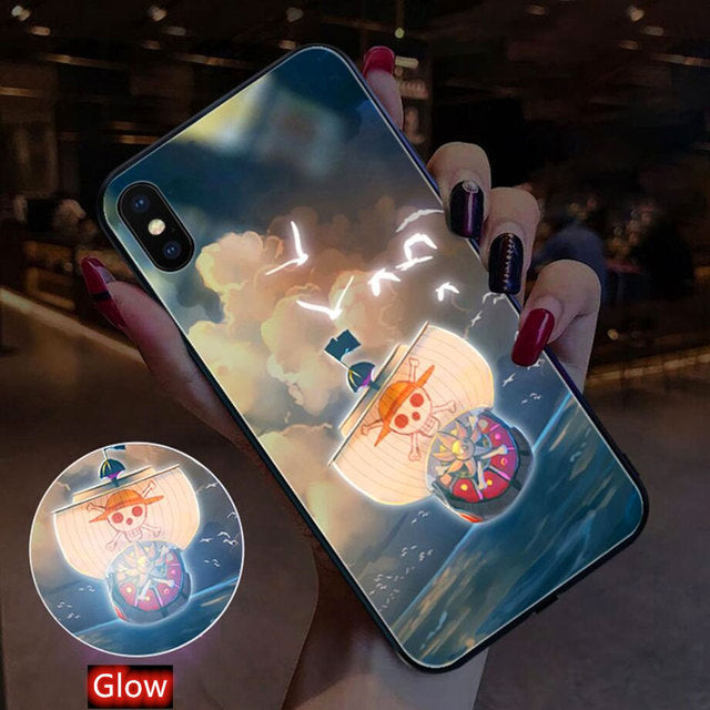 One Piece LED Light iPhone Case - For iPhone 13/12/11/X/8/7 - LED Flash Tempered Case