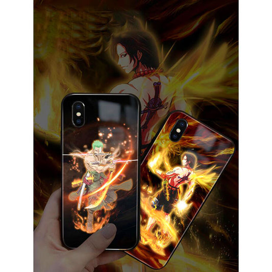 One Piece LED Light iPhone Case - For iPhone 13/12/11/X/8/7 - LED Flash Tempered Case