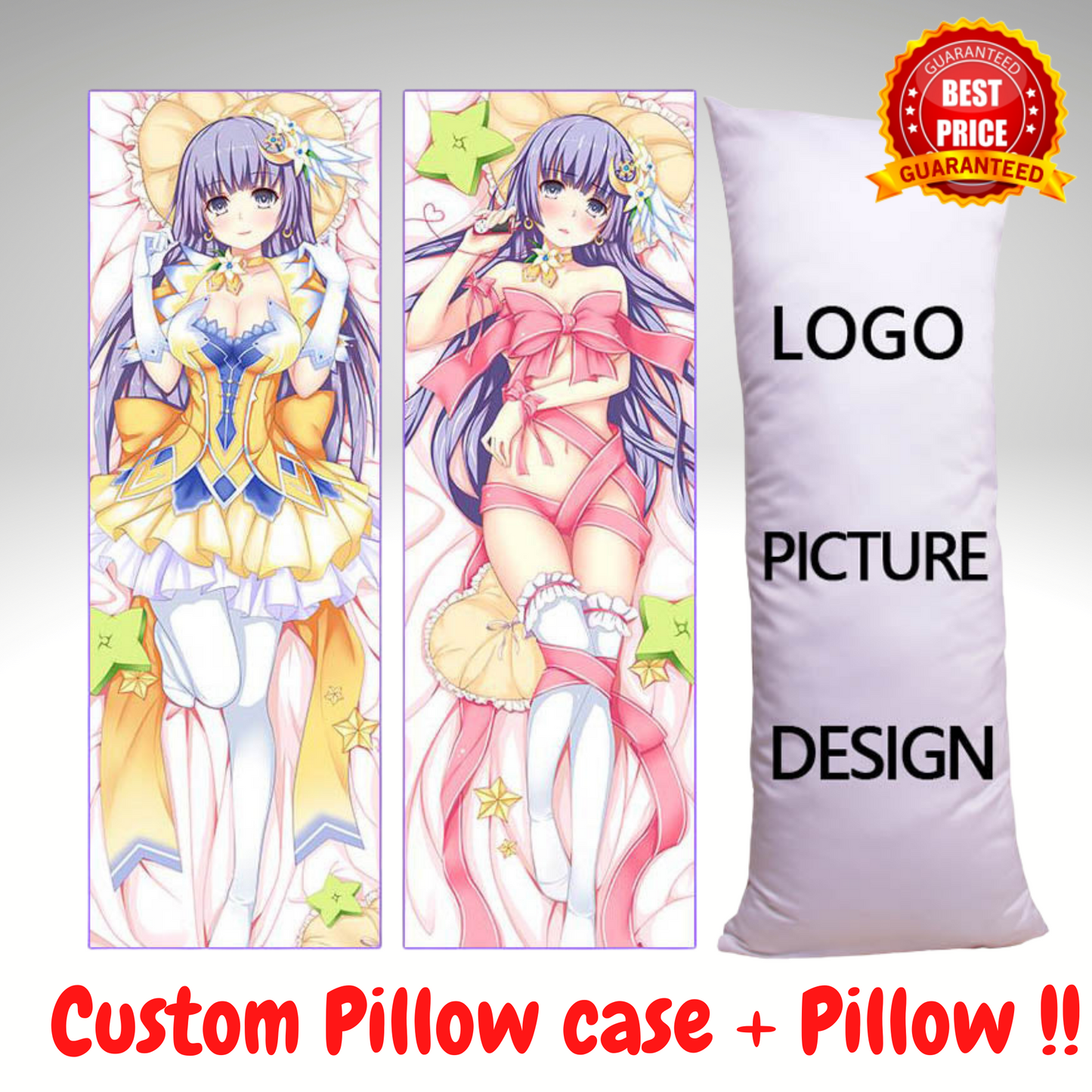 Custom Anime Pillow / Pillow case | Cushion Hugging Body pillow for Sleeping Sexy Girl | Peach Skin